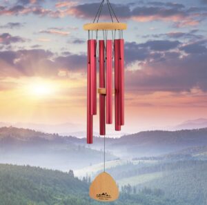 upblend outdoors wind chimes for outside - 29" red wind chimes for outdoors, harmonic tuned wind chime outdoor, windchimes for mom, grandma, windchime for her
