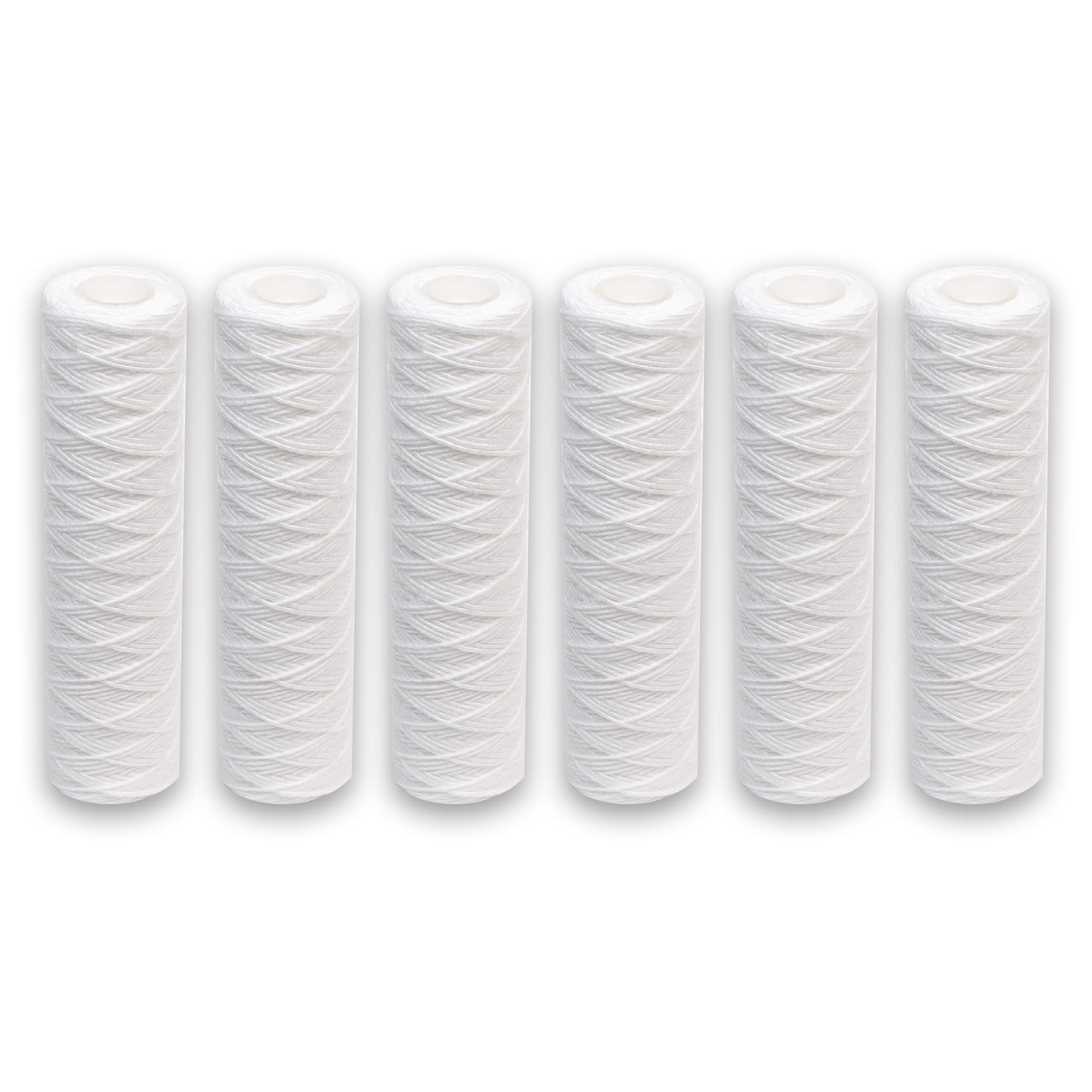 CFS 5 Micron 10" x 2.5" String Wound Sediment Water Filter Cartridge,6 Pack,Whole House Sediment Filtration, Universal Replacement for Most 10 inch RO Unit