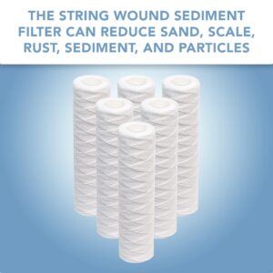 CFS 5 Micron 10" x 2.5" String Wound Sediment Water Filter Cartridge,6 Pack,Whole House Sediment Filtration, Universal Replacement for Most 10 inch RO Unit