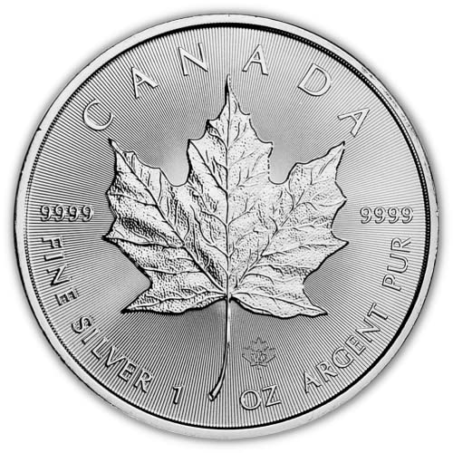 1988 - Present (Random Year) 1 oz Canadian Silver Maple Leaf Coin Brilliant Uncirculated with Certificate of Authenticity $5 BU