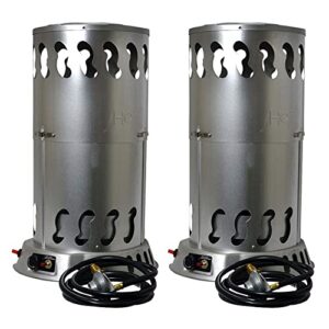 mr. heater 200,000 btu portable outdoor adjustable lp propane gas powered convection heater with push button igniter and regulator, (2 pack)