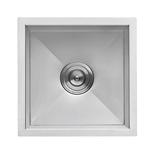 Ruvati 15 x 15 inch Undermount 16 Gauge Zero Raduis Bar Prep Square Kitchen Sink Single Bowl - RVH7115