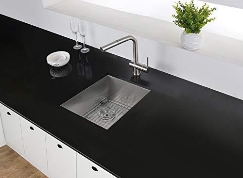 Ruvati 15 x 15 inch Undermount 16 Gauge Zero Raduis Bar Prep Square Kitchen Sink Single Bowl - RVH7115