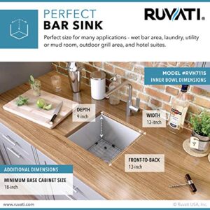 Ruvati 15 x 15 inch Undermount 16 Gauge Zero Raduis Bar Prep Square Kitchen Sink Single Bowl - RVH7115