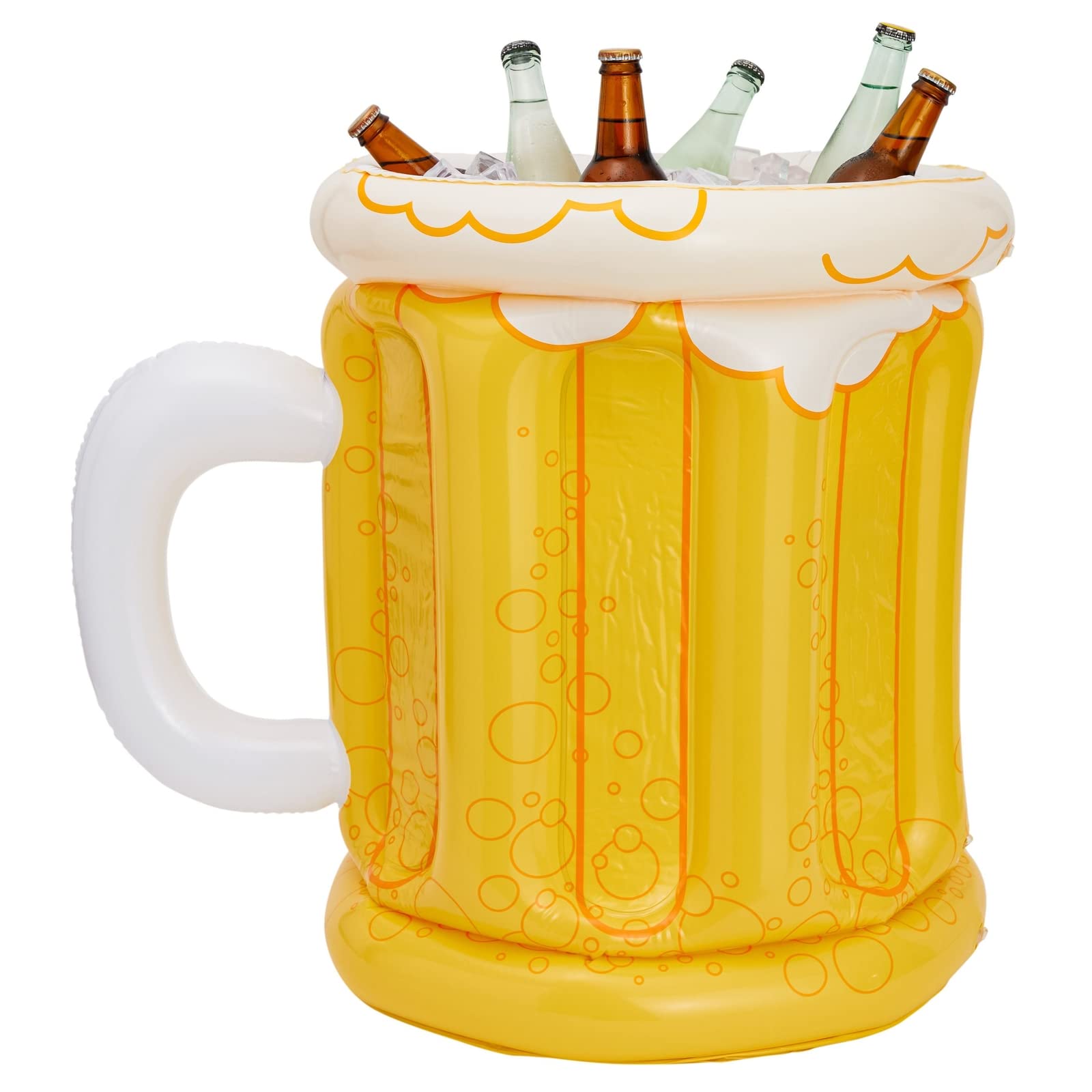 Inflatable Beer Mug Cooler for Pool Party Supplies, BBQ, Beach Parties (23 in)