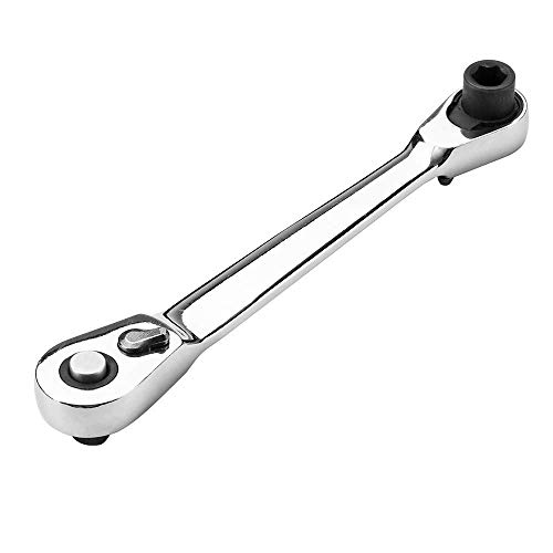 Mini Double Headed Ratchet Wrench 1/4 Inch Drive Socket and Screwdriver Bit Driver Quick Release Ratchet Wrench Dual-use Spanner Multifunctional Hand Tools