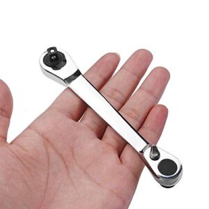 Mini Double Headed Ratchet Wrench 1/4 Inch Drive Socket and Screwdriver Bit Driver Quick Release Ratchet Wrench Dual-use Spanner Multifunctional Hand Tools