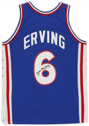 Julius Erving Philadelphia 76ers Autographed Blue Mitchell & Ness 1982-83 Hardwood Classics Swingman Jersey - Autographed NBA Jerseys