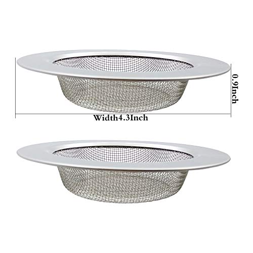 2 PCS Stainless Steel Kitchen Sink Strainers,Large Wide Rim 4.3" Diameter,Rust-Free,Perfect for Garbage Disposals Prevent Food Clogging Your Sink Fine Mesh