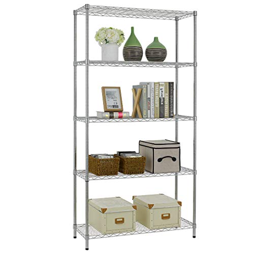 PayLessHere Wire Shelving Unit Heavy Duty Storage Rack Metal Shelf Garage Organizer Wire Rack with Casters (Chrome, 36" D x 14" W x 72" H)