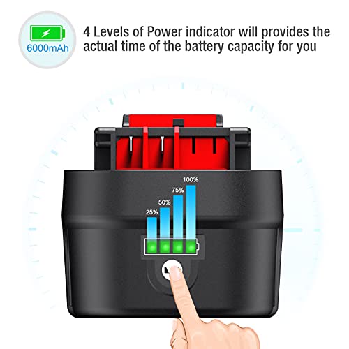 Powerextra 6.0Ah 18 Volt HPB18-OPE Lithium Replacement Battery for Black&Decker A1718 A18NH HPB18 HPB18-OPE (1 Pack)