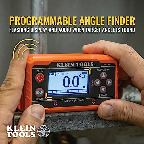 Klein Tools 935DAGL Digital Level Angle Finder with Programmable Angles, Measures 0 - 90 and 0 - 180 Degree or Dual Axis Bullseye Ranges