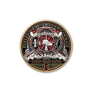 Thin Red Line · Firefighter Forever Challenge Coin with Deluxe Display Tin Box Plus Bonus polishing Cloth - 2 Medallion Set