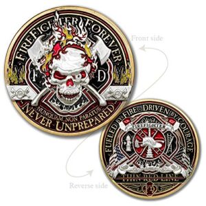 Thin Red Line · Firefighter Forever Challenge Coin with Deluxe Display Tin Box Plus Bonus polishing Cloth - 2 Medallion Set