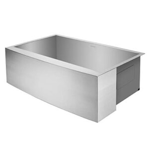 Miligoré 33" x 21" x 10" Deep Single Bowl Farmhouse Apron Zero Radius 16-Gauge Stainless Steel Kitchen Sink - Includes Drain/Grid