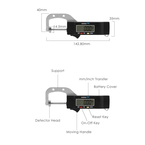 Horizontal Electronic Digital Thickness Gauge Digital Display Caliper Thickness Measuring Tool Thickness Meter Portable 0-25mm 0.03mm Accuracy