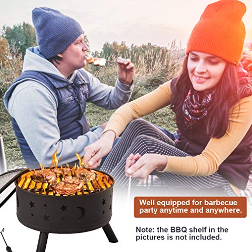 24" Outdoor Fire Pit Round FirePit Metal Fire Bowl Fireplace Backyard Patio Garden Stove for Camping, Outdoor Heating, Bonfire, Picnic