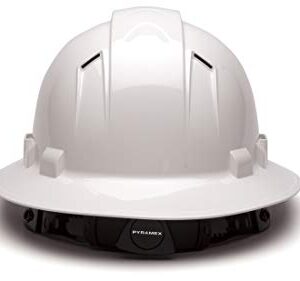 PYRAMEX Ridgeline Full Brim Hard Hat, Vented, 4-Point Ratchet Suspension, White