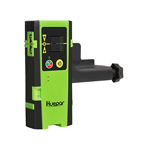 Huepar Laser Detector for Line Level, Digital Receiver Used with Pulsing Lasers Up to 200ft, Detect Red and Green Beams, Three-Sided LED Displays, Clamp Included LR-6RG