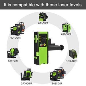 Huepar Laser Detector for Line Level, Digital Receiver Used with Pulsing Lasers Up to 200ft, Detect Red and Green Beams, Three-Sided LED Displays, Clamp Included LR-6RG