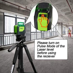 Huepar Laser Detector for Line Level, Digital Receiver Used with Pulsing Lasers Up to 200ft, Detect Red and Green Beams, Three-Sided LED Displays, Clamp Included LR-6RG