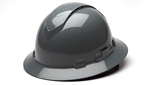 Pyramex Ridgeline Full Brim Hard Hat, Vented, 4-Point Ratchet Suspension, Slate Gray