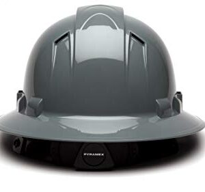 Pyramex Ridgeline Full Brim Hard Hat, Vented, 4-Point Ratchet Suspension, Slate Gray