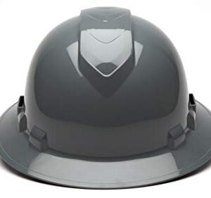 Pyramex Ridgeline Full Brim Hard Hat, Vented, 4-Point Ratchet Suspension, Slate Gray