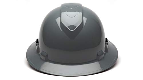 Pyramex Ridgeline Full Brim Hard Hat, Vented, 4-Point Ratchet Suspension, Slate Gray