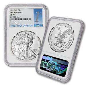 2023 1 oz american silver eagle bullion coin ms-70 (first day of issue) $1 ms70 ngc