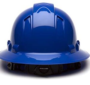 Pyramex Ridgeline Full Brim Hard Hat, Vented, 4-Point Ratchet Suspension, Blue