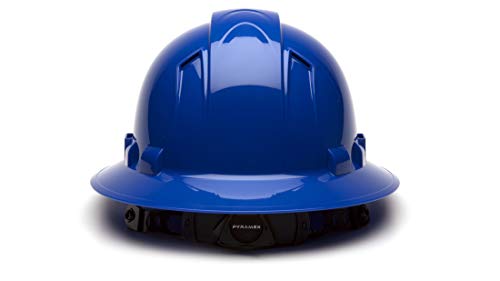 Pyramex Ridgeline Full Brim Hard Hat, Vented, 4-Point Ratchet Suspension, Blue