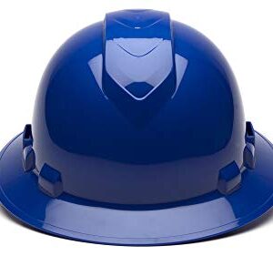 Pyramex Ridgeline Full Brim Hard Hat, Vented, 4-Point Ratchet Suspension, Blue