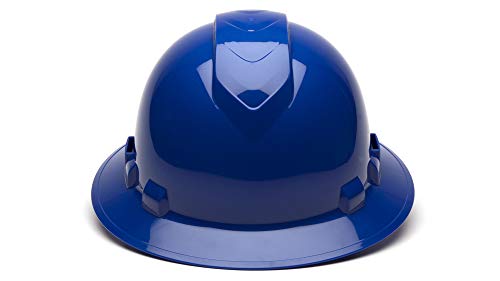 Pyramex Ridgeline Full Brim Hard Hat, Vented, 4-Point Ratchet Suspension, Blue