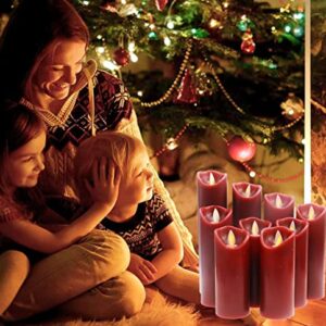 Kitch Aroma Red flameless Candles, Red Candles Battery Operated LED Pillar Candles with Moving Flame Wick with Remote Timer,Pack of 9