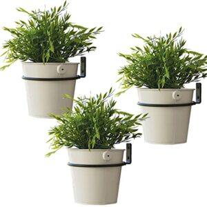 orz 6 inch flower pot holder ring, set of 3 pot wall mounted metal planter hanger, collapsible bracket, iron black