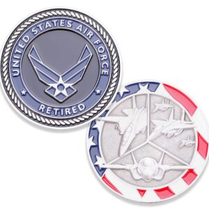 Air Force Retired Challenge Coin - United States Air Force Retired Challenge Coin - Amazing US Air Force Military Coin - Designed by Military Veterans!