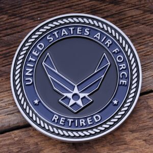 Air Force Retired Challenge Coin - United States Air Force Retired Challenge Coin - Amazing US Air Force Military Coin - Designed by Military Veterans!