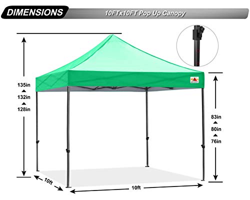 ABCCANOPY Patio Pop Up Canopy Tent 10x10 Commercial-Series (Kelly Green)