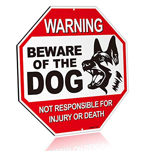 Anley Beware of The Dog Aluminum Warning Sign, No Responsible For Injury Or Death Warning Dog Sign - UV Protected and Weatherproof - 12" x 12"