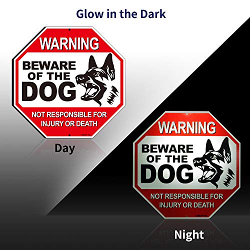 Anley Beware of The Dog Aluminum Warning Sign, No Responsible For Injury Or Death Warning Dog Sign - UV Protected and Weatherproof - 12" x 12"