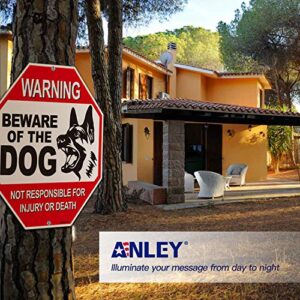 Anley Beware of The Dog Aluminum Warning Sign, No Responsible For Injury Or Death Warning Dog Sign - UV Protected and Weatherproof - 12" x 12"