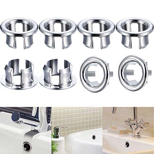 Zhehao 8 Pieces Sink Overflow Ring, Kitchen Bathroom Basin Trim Bath Sink Hole Round Overflow Drain Cap Cover Insert in Hole Spares