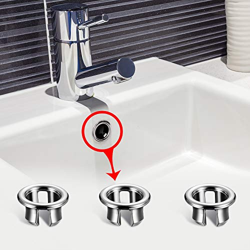 Zhehao 8 Pieces Sink Overflow Ring, Kitchen Bathroom Basin Trim Bath Sink Hole Round Overflow Drain Cap Cover Insert in Hole Spares