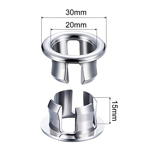 Zhehao 8 Pieces Sink Overflow Ring, Kitchen Bathroom Basin Trim Bath Sink Hole Round Overflow Drain Cap Cover Insert in Hole Spares