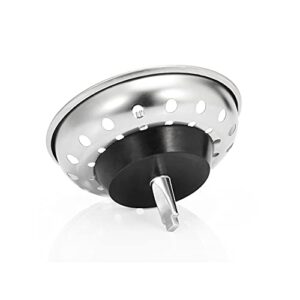 Kuyang 2 Pack Kitchen Sink Strainer, Replacement for Standard Kitchen Sink Drain Strainer (3.25 Inch), Chrome Plated Stainless Steel Basket Body with Rubber Stopper …