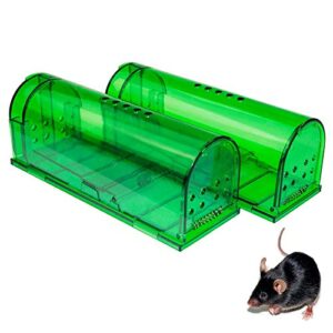 humane mouse trap - mouse traps that work – best mouse, mice and rat trap plastic traps live catch and release rodents, safe around children and pets (2packs)