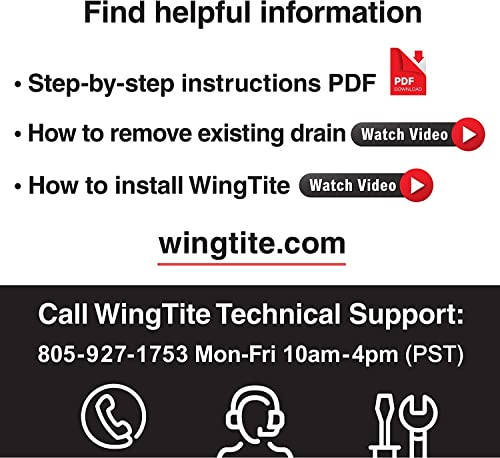 WingTite Pro-Series Shower Drain, Builders Model for New Construction, Installs Entirely from the Top, Chrome