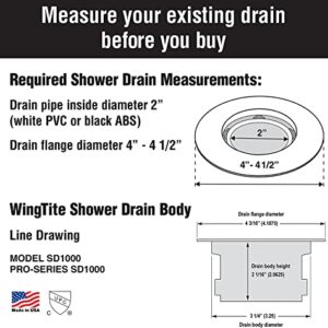 WingTite Pro-Series Shower Drain, Builders Model for New Construction, Installs Entirely from the Top, Chrome
