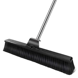 mastertop 24 inches push broom outdoor, multi-surface outdoor brooms, heavy duty floor scrub brush with stiff bristles for cleaning patio garage deck yard patio